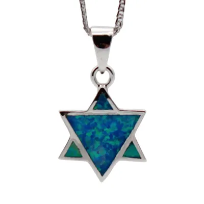 Produktbild von Silberkette mit Anhänger Damen Halskette Ankerkette mit Davidstern Anhänger (Kettenlänge 40 cm, Sterling Silber 925), inklusive Geschenkschachtel