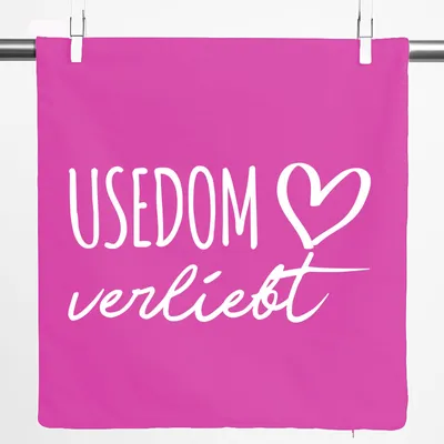 Produktbild von Huuraa Kissenbezug Usedom verliebt 40x40cm Fuchsia Baumwolle Dekokissenbezug Geschenkidee