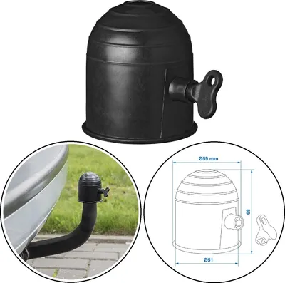Produktbild von Abschließbare Schutzkappe für Anhängerkupplung aus PVC – Mit Schlüssel, robust und wetterfest, ideales Anhängerzubehör