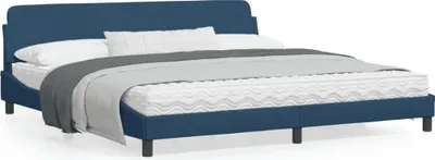 Produktbild von Design Bettgestell mit Kopfteil Blau 200x200 cm Stoff, Klassische Betten 2024 Neu