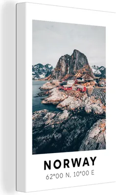 Produktbild von OneMillionCanvasses® - Leinwandbilder - 90x140 cm, Norwegen - Bergen - Skandinavien, Wandbilder Kunstdruck Wanddekoration - Foto auf Leinwand - Gemälde auf Holzrahmen  - Wandschmucke - Schlafzimmer