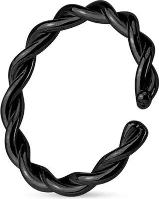 Produktbild von viva-adorno 0,8 x 8mm Nasenpiercing Nasenring Septum Helix Fake Piercing Septum Ring geflochten gedreht Chirurgenstahl Z517,schwarz