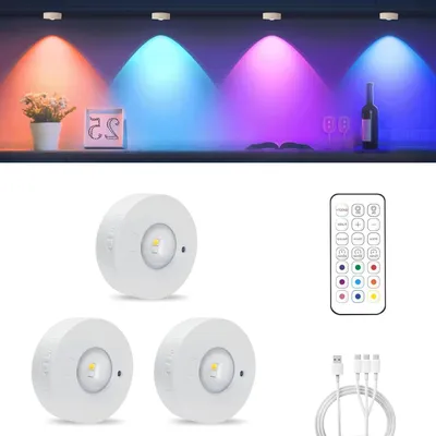 Image de Spot lumineux LED - Lampe de chevet - Éclairage d'ambiance - Rechargeable - Télécommande - Lot de 3 - Blanc