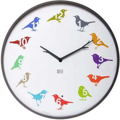 Produktbild von KooKoo UF1340C UltraFlat Wanduhr mit Vogelstimmen