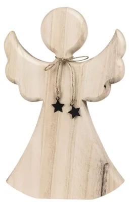 Produktbild von formano Deko-Engel 31x20 cm aus Naturholz mit Metallsternen Weihnachtsdeko