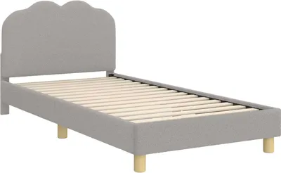 Obrázek produktu pro Postel pro děti vidaXL, světle šedá, s opěradlem, rozměry 90x190 cm, materiál: bouclé