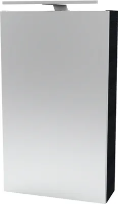 Produktbild von Fackelmann B.PERFEKT Spiegelschrank mit LED-Beleuchtung  Alibertschrank für Bad und Gäste-WC (40 x 68 x 15,3 cm)  SBC Badschrank mit Spiegel in Holz Schwarz/Anthrazit  Tür links