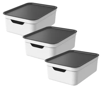 Aufbewahrungsboxen-Set 3x10 l, recyceltes PP, 37,5x27,8x13,5 cm