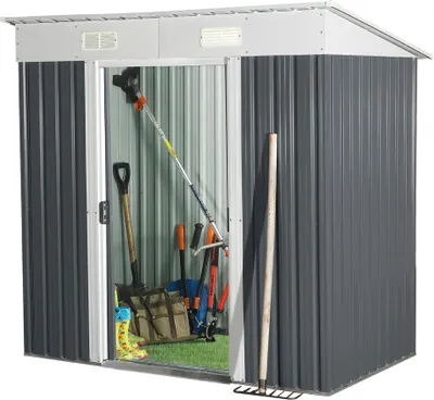 Produktbild von HOME DELUXE - Geräteschuppen BOHIO - Größe: M - Maße 195 x 121 x 180 cm, Raumfläche 2,2 m², inkl. Fundament I Gerätehaus Gartenschuppen Gartenschrank