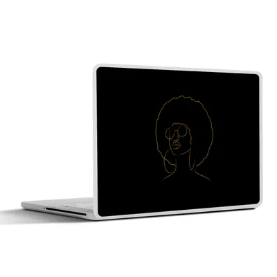 Produktbild von MuchoWow® Laptop Aufkleber Sticker Cover Frau - Sonnenbrille - Gold - Strichzeichnung 25x18 cm - Laptop-Deko