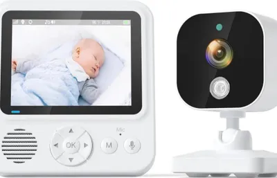 Immagine prodotto di Baby monitor AIORBER con telecamera, display a colori da 2,8", monitoraggio della temperatura, funzione interfono, VOX, visione notturna, sveglia, bianco