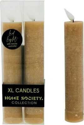Productafbeelding van Leddinerkaars xl h20.5cm 2st taupe Home Society