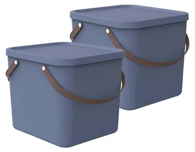 Produktbild von Rotho 2er-Set Aufbewahrungsbox 40L Albula - Kunststoffbox mit Deckel - Stapelbox 39,5 x 38,0 x 34,0 cm - Plastikbox Ordnungsbox Allzweckkiste
