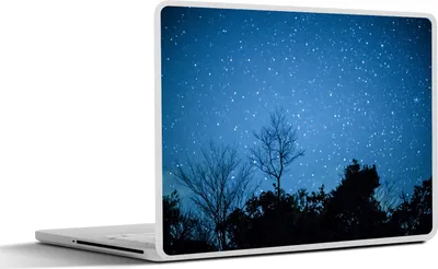 Produktbild von MuchoWow® Laptop Aufkleber Sticker Cover Sternenhimmel - Wald - Blau 30x22 cm - Laptop-Sticker
