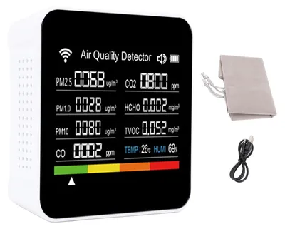 Image de Détecteur de qualité de l'air pour Tuya 14 en 1 Appareil de mesure professionnel pour l'intérieur Capteur précis Affichage PM2.5 Thermomètre et hygromètre portable intelligent