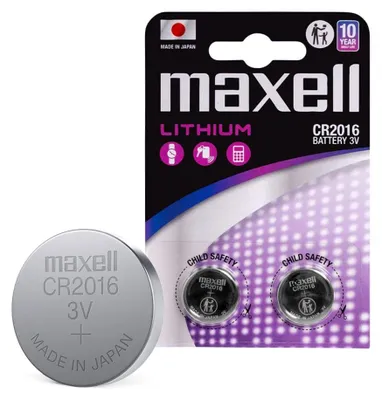 Produktbild von Maxell 12239100, Einwegbatterie, CR2016, Lithium-Manganese Dioxide (LiMnO2), 3 V, 2 Stück(e), 90 mAh