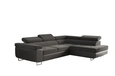 Produktbild von Kaiser Möbel Ecksofa mit schlaffunktion und bettkasten Eckcouch RUDEN Schwarz Rechts