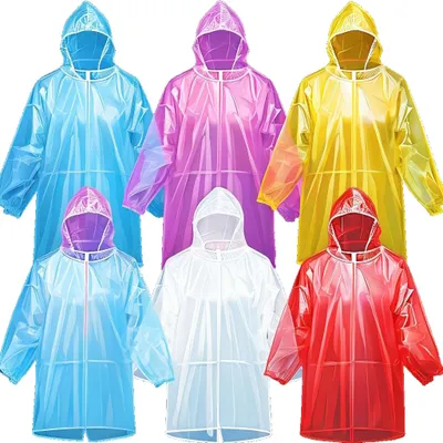 Produktbild von 6x Regenponcho, Poncho wasserdicht, Regenmantel, Poncho mit Kapuze, Regenjacke