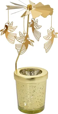 Obrázek produktu pro Clayre & Eef Svícen Ø 8x17 cm Skleněný anděl ve zlaté barvě