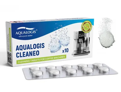 Produktbild von Aqualogis Cleaneo Tabletten zur Reinigung und Entfettung von Kaffeeautomaten 10 Stück