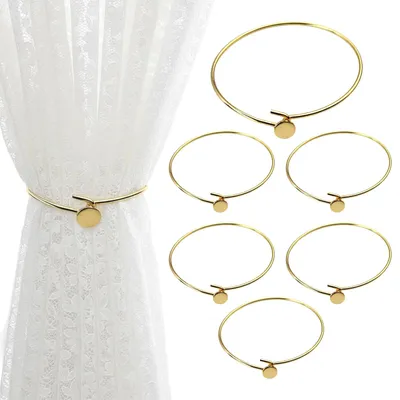 Produktbild von 6 goldene Gardinenhalter, dekorative Metall-Gardinenhalterungen für Wohnzimmer, Schlafzimmer, Büro