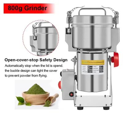 Image de Moulin électrique à grains - Moulin multifonction pour café et épices - 700 g - 2500 W - Acier inoxydable - Prise européenne - Blanc