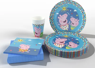 Produktbild von Peppa Pig Party-Set Geschirr je 8 Becher Teller 20 Servietten Kindergeburtstag