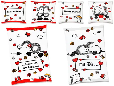 Produktbild von JACK Renforcé Partner Bettwäsche sheepworld 4 tlg. Traum Mann & Frau 135x200cm Wendebettwäsche Schaf Herzen