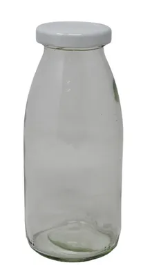 Zdjęcie produktu dla 24 sztuki pustych szklanych butelek o pojemności 250 ml, butelki na mleko MIL, małe butelki na sok z nakrętką