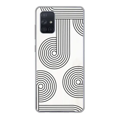 Produktbild von MuchoWow® Handyhülle Schutzhülle Hülle für Samsung Galaxy A51 Abstrakt - Schwarz - Weiß - Kreis Silikon Softcase Handy Hülle - Schutzabdeckung