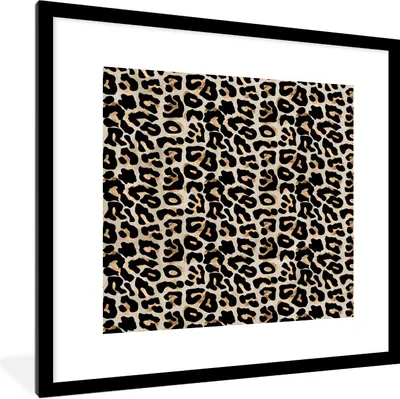 Produktbild von MuchoWow® Gerahmtes Poster Tiermuster - Panther - Schick 40x40 cm - Poster mit Schwarzem Bilderrahmen Wandposter Rahmen Foto Bilder - Poster - Plakat im Rahmen