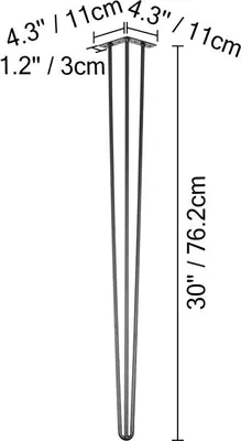 Produktbild von Metall Tischbeine, 3-Stangen Haarnadel, DIY Heimbank, 30 Zoll