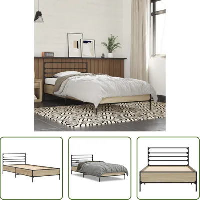 Produktbild von The Living Store Bettgestell Sonoma-Eiche 90x200 cm Holzwerkstoff und Metall