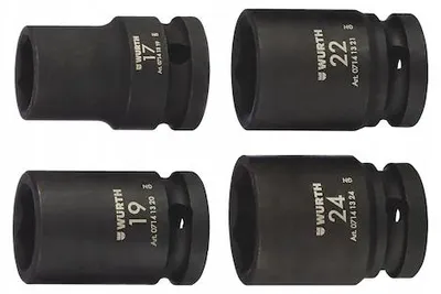 Produktbild von Wurth 1/2" Schlagschrauber-Steckschlüsselsatz 4 Teile Sechskant
