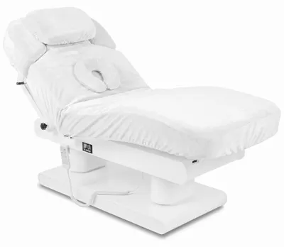 Produktbild von Habys Velours Bezug für Kosmetikliege Eterna | mit Gummizug & Schnüren | Spannlaken Wellness SPA | Weiß