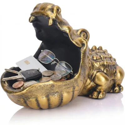 Krokodil-Skulptur, Gold, 26,9 cm, Candy Dish & Key Bowl