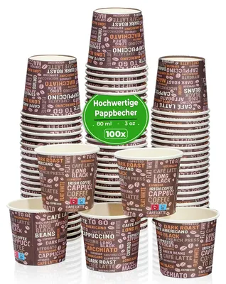 Produktbild von 100x Pappbecher 80ml To GO Becher Papierbecher Espressobecher 3oz Einweg Kaffeebecher
