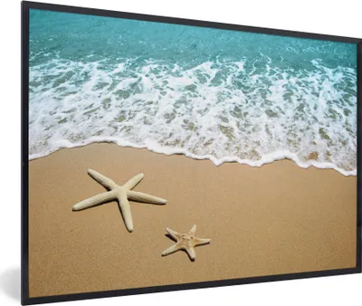 Produktbild von MuchoWow® MuchoWow® Gerahmtes Poster Seestern - Strand - Meer 90x60 cm - Poster mit zchwarzem Bilderrahmen - Fotorahmen - Foto-Plakat