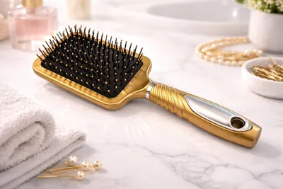 Produktbild von 4 x Haarbürsten Kamm Style Salon Ionen Funktion - 4 Farben Langhaarbürste Gold
