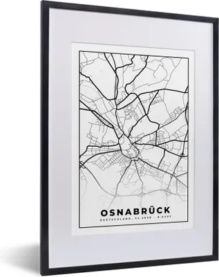 Produktbild von MuchoWow® Gerahmtes Poster Stadtplan - Osnabrück - Karte 30x40 cm - Poster mit Schwarzem Bilderrahmen Wandposter Rahmen Foto Bilder - Wandposter Schlafzimmer