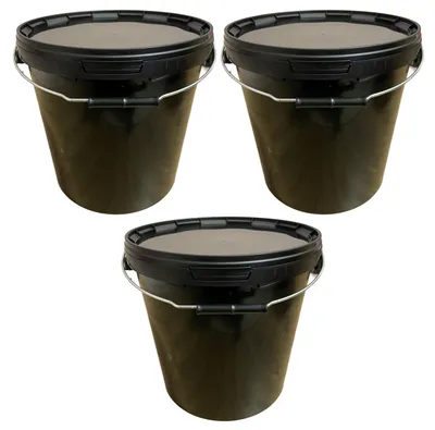 Produktbild von SILPLAST Eimer mit Deckel 20L x 3 Kunststoffeimer 20 Liter lebensmittelecht stapelbar Plastikeimer leer Schwarz
