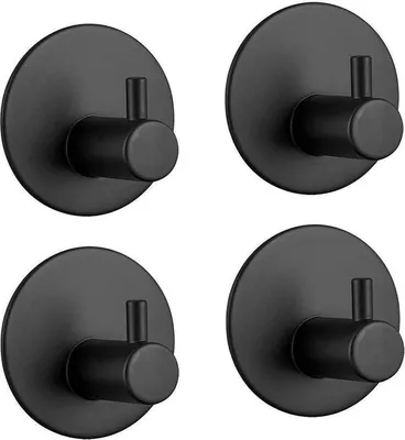 Produktbild von Jumadas Wandhaken - Selbstklebend - Wandhaken - Mattschwarz - Badezimmer - Zimmer - 4 Stück