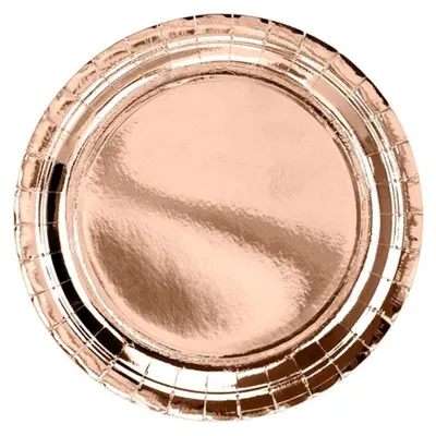 Papptellerset 6 Stück, rund, 23 cm, Roségold, Dessertteller