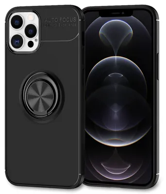 Produktbild von NALIA Ring Handyhülle für iPhone 12 Pro Max, Handy Cover Case Schutz Tasche TPU Etui Schwarz