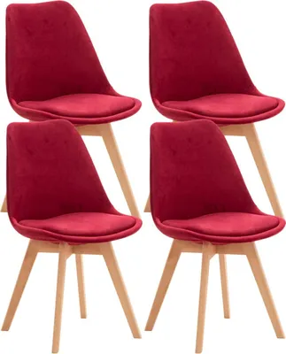 Produktbild von 4er Set Stuhl Linares Samt rot