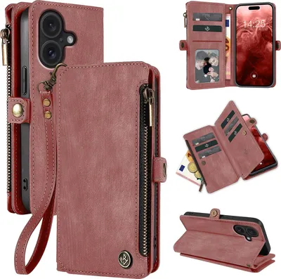 Produktbild von Handy Hülle für Apple iPhone 17 Geldbeutel Geldbörse RFID Schutz Klapphülle Cover Schutzhülle Wallet Farbe: Rosa