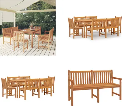 Produktbild von vidaXL 5 tlg. Garten Essgruppe Massivholz Teak - Garten Essgruppe - Garten Essgruppen - Gartenmöbel - Terrassenmöbel