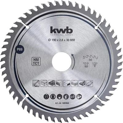 Image de Lame de scie circulaire kwb 190 x 30 mm, coupe très fine, lame adaptée aux plans de travail, au bois et aux panneaux revêtus