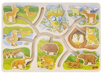Produktbild von Schiebepuzzle "Wer gehört zu wem?": 30 x 21 x 2,4 cm, Holz, 8 Teile
