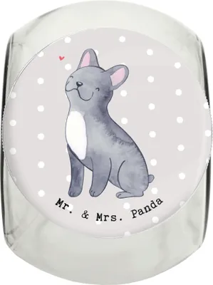 Produktbild von Mr. & Mrs. Panda Dose Französische Bulldogge Lebensretter L 870ml - Grau Pastell - Geschenk, Keksdose, glasbehälter, Bonbonglas, Vorratsbehälter, schraubglas